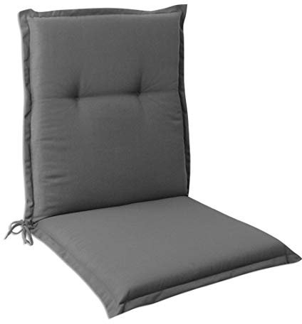 OUTLIV. Sesselauflage Florence, 100% Polyester, 5 cm Stärke, pflegeleicht, verstellbares Rückenhalteband, mit Bindebändern im Knickbereich Rücken-/Sitzteil, Grau, 104x50x5 cm