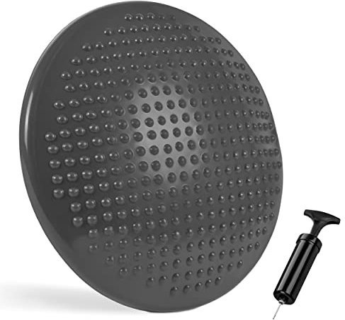 MSPORTS Ballsitzkissen inkl. Pumpe und Übungsposter | ca. 32 cm Durchmesser mit Noppenoberfläche - ideal für Sport/Fitness | Sitzkissen Balancekissen Sitzunterlage Rückenkissen (Anthrazit - Metallic)