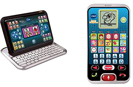 Vtech 80-155504 Tablet 2-in-1, White/Black & 80-139304 - Smart Kid's Phone