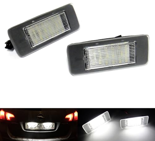 Lot de 2 éclairages de plaque d'immatriculation à LED Canbus pour Astra J VI Sports Tourer Zafira C III P12 Vectra C II Break Escalade Blanc