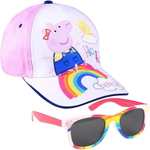 Set Gafas de Sol y Gorra Peppa Pig - Talla de 2 a 5 Años - Protección UV 400 y Filtro de Categoría 3 - Gorra Infantil con Velcro Ajustable - Producto Original Diseñado en España