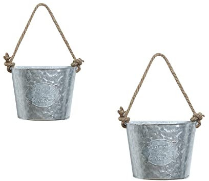 JYCRA 2 fioriere da parete in metallo per esterni, vintage, semicircolari, in ferro, rustiche, decorazione da appendere alla parete, per giardino, casa, patio