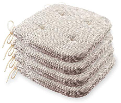 etérea 4er Set Sitzkissen - Levio Stuhl Kissen in 40x40 cm – fest & weich gepolstert - Indoor & Outdoor Stuhlkissen - Made in Germany - Beige Natur