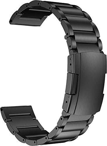 MaKTech Titanband,22mm Leichtes Metall Link Armband,Kompatibel mit Samsung Galaxy Watch 3 45mm/46mm,HuaWei Watch 4/3 & Ultimate/GT 4/3 46mm Pro,Amazfit GTR 3/2 (Schwarz)