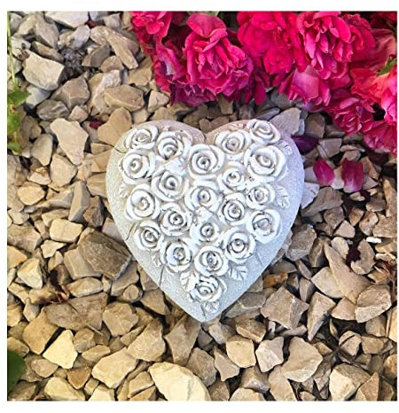 Radami Herz Rosenherz Rosenbouquet Grabherz Rosen Grabschmuck Gedenkstein 8cm weiß