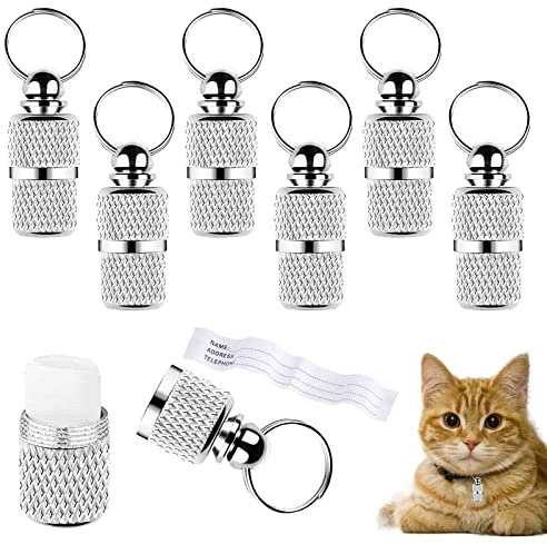 6 Stück Personalisierte Adressanhänger für Hunde Katzen, Hundehalsbandanhänger mit Schlüsselring, Wasserdichte Haustiere Hunde Katzen Zubehör, Adresskapsel für Haustiere, Katzen, Hunde