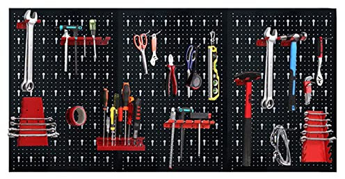 YRHome Parete degli attrezzi, parete forata in metallo, 120 x 60 x 2 cm, set di 17 ganci con ganci e supporti espandibili per banchi da lavoro, officine, garage o cantina