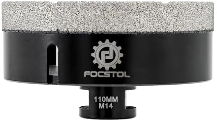 FOCSTOL Diamant Fliesenbohrer 110mm Vakuumgelötete Diamant Lochsäge für Porzellan Keramik Fliese Marmor Granit Stein Quarz M14 Gewinde