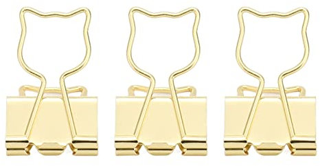 Papier Klemmen, Metall Papier Binder Clips Hohl Katzen Form Papier Halter Leichte Papier Klemmen Einfach zu Handhaben für Dokumenten Klassifizierung Packung mit 100 Stück (Gold)