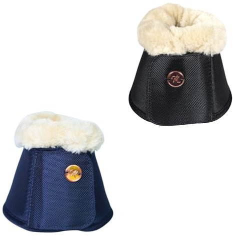 Marengos - Hufglocken Modern Rosé | Springglocken mit Fellrand | gefütterte Innenseite & doppelter Klettverschluss | Obermaterial aus 1860 Denier | Hufschutz für Pferde in Schwarz | Größe XL