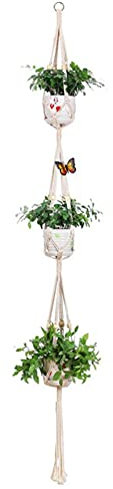 MERAXI Macrame Plant Hangers 3 Tier Hanging Planter Basket Flower Pot Holder Cotton Rope with Butterfly