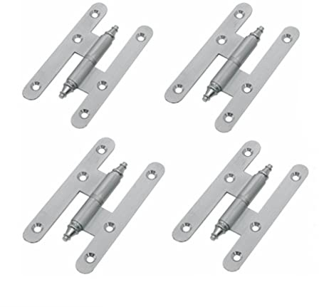 AZERODESIGN-Pernio- Bisagras Puertas -Bisagras puertas madera - Material de Latón con Remates-Pack de 4 Unidades -Medidas 100 x 57mm -Cantos Redondos-Mano Derecha e izquierda(IZQUIERDA, NIQUEL-MATE)