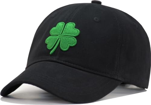 TSSGBL Little Kids &Toddler Baseball Hat with Embroidered Lucky Clover - Adjustable Cotton Cute Child Boys Girls Golf Ball Cap St. Patrick's Day Shamrock Hat, Ideal Gift - Black