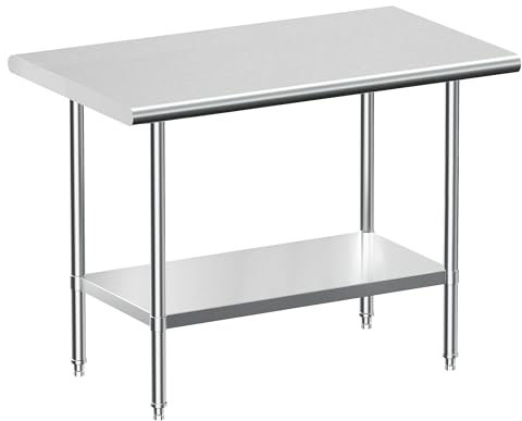JOPHUN Stainless Steel Work Table, NSF Commercial Worktable with Undershelf and Legs for Restaurant, Home and Hotel - 24 D x 36 W x 34 H Inches