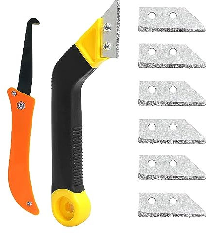 8 Pezzi Raschietto per Piastrelle, Grout Remover Kit, Strumento di Rimozione Della Malta, Kit di attrezzi per la sostituzione di 6 lame,per la pulizia delle piastrelle del bagno, della cucina