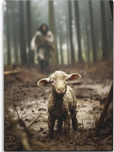 Poster Glaube Jesus und Lamm Poster Kunst Gott Poster Religiöse Wandkunst Jesus Poster Christi Jesue Druck Leinwand Wanddekoration Yahushua Poster Malerei Christlicher Gott Leinwanddruck Poster
