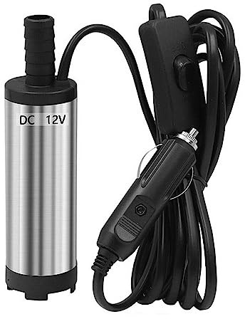 kyaoayo Ölpumpe DC 12V 38mm Elektro Dieselpumpe Wasserpumpe Tauchpumpe Kraftstoffpumpe,Tragbare Förderpumpe mit Edelstahl-Filter,12L/min, 3 m Kabel mit Stecker für Zigarettenanzünder für Auto, SUV