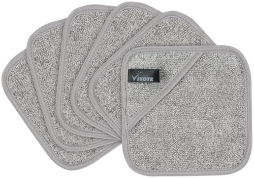 VIVOTE Abschminktuch aus Mikrofaser，15 x 15 cm Abschminkpads Waschbar Abschminktücher Waschbar, Wiederverwendbar Bambus Mikrofaser Gesichtsreinigungstuch Make-Up Entferner Tuch grau（6 Stück）