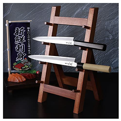 Kitchen Knife Block Holder for Sushi Sashimi Knife, Wooden Knife Organizer Display Stand for Japanese Cuisine Shop & Restaurant, 4-Layer