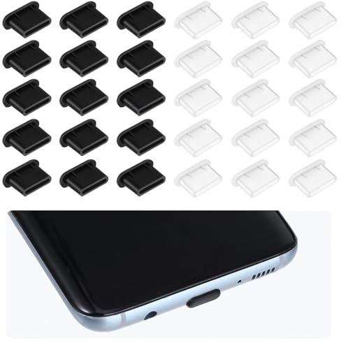 30Pcs Silicone Usb C Dust Plug Usb Type C Anti Dust Cap Cover Port Plugs Protector Compatible With Phone 14 Pro Max 13 12 11 Ipad, All Lightning Port Devices Smartphones And Tablets（Black,Clear）
