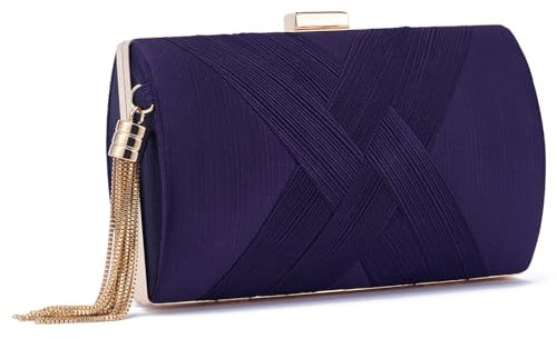 QIUTIMIY Damen Clutch Geldbörsen Abendtasche Quaste Abendhandtasche, Lady Party Fransen Prom Clutches Geldbörse Kette Umhängetasche,Lila