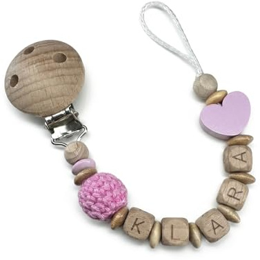 AVH Enterprise Schnullerband mit Namen für Mädchen & Jungen personalisierte Baby Geschenke (Herzchen)