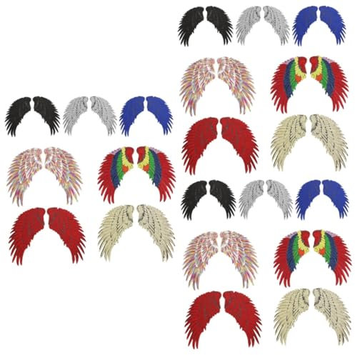 HOODANCOS 21paare Pailletten Flügel Aufnäher Bunte Selbstklebende Stickerei Patches Für Kostüme Und Kleidung Dekorative Accessoires Für Handarbeiten Und Bastelprojekte