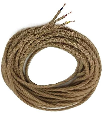 Elektrisk tråd, fast stängsel retro hängande ljussladdar, flätad 2-kärnig 3-kärnig vintage hamptråd, koppar Elektrisk tvinnad flexibel kabelanordningssvetsning (färg: 2 kärnor, storlek: 10 meter)(3 Co