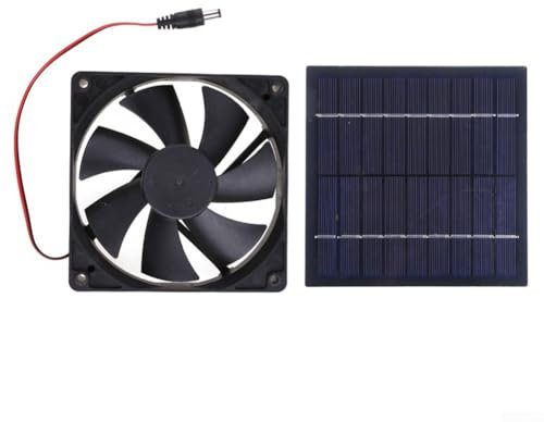 Jayruit 20W Solar Abluftventilator, Solarpanel Ventilator IP65 Wasserdicht Mini Ventilator Abluftventilator, für Gewächshaus und Hundehaus Verwendung Gewächshaus Schuppen