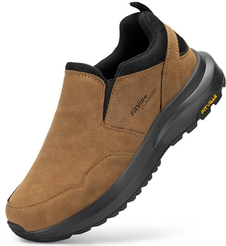 FitVille Zapatillas Sin Cordones Hombre Ancho Casual Mocasines Zapatos Senderismo Antideslizantes Slip-on Walking Sneakers