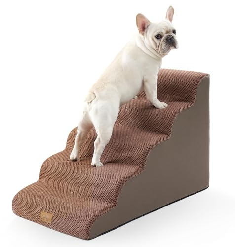 COZY KISS Escaleras Anchas para Perros con túnel de 19.7 de Ancho, escalón Grande Desmontable de Espuma para Perros pequeños, Cachorros o Gatos(Marrone caffè Scuro, 50x83x57cm, 5.0)