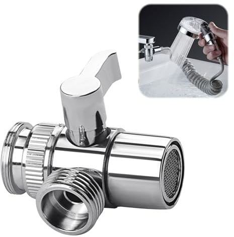 Brass Diverter Valve 3 Way Sink Faucet Splitter G1/2 Shower Tap | Diverter Valve Adapter Bath Tap Connector Attachment Replacement Part for Kitchen Sink Faucet Bathroom