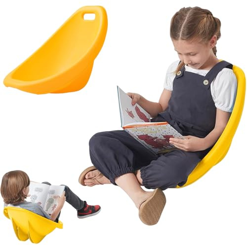 Genérico Silla Mecedora Scoop para Aula, Silla de Piso de plástico para niños, Silla de Lectura portátil con Respaldo, Asiento Flexible para Aula, Silla sensorial para niños de 3 a 9 años,Amarillo