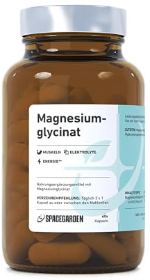 Spacegarden – 60 Magnesium Glycinat Kapseln – Hochdosiert & gut verträglich – 400 mg Magnesium Glycinat & 72 mg Magnesium pro Kapsel – Muskel & Entspannung-Unterstützend, Vegan