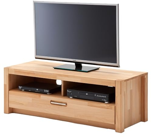 Lomadox Wohnzimmer Lowboard Fernsehschrank 125 cm, Kernbuche massiv geölt keilgezinkt, Echtholz/Massivholz