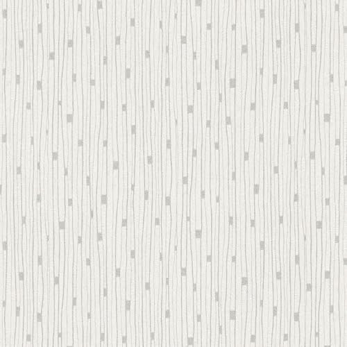 Profhome Gestreiftes Muster Tapete 388221-GU Vliestapete creme grau 0,53 m x 10,05 m / 5,33 m2