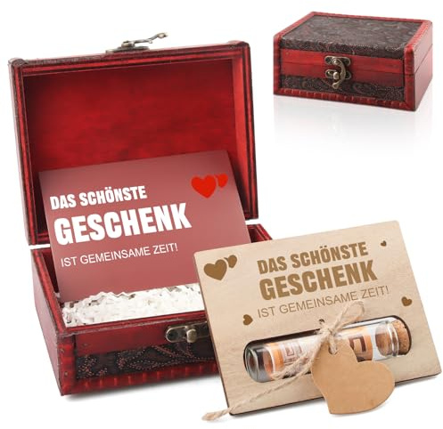 EKKONG Hochzeit Geldgeschenk für Brautpaar, Originelle Hochzeitsgeschenke mit Schatzkiste Holz Premium-Grußkarten, Geldgeschenk Hochzeit Verpackung, Kreative Geschenkkarten für Valentinstag Jubiläum