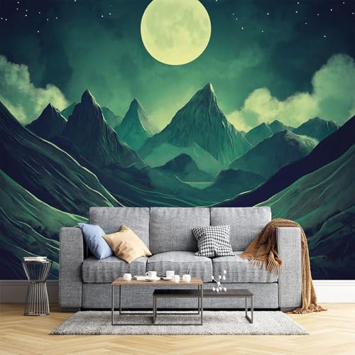 Nachthimmel Berge Fototapete - Landschaftsästhetik - Größe 300X210Cm (Breite X Höhe) Wandtapete Tapete, Wandbild Wandtattoo Dekoration - Tapete, Kinderzimmer, Kindertapete