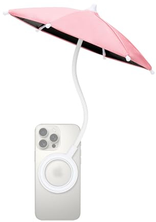 Double Magnetic Car Phone Umbrella,UPF45+ Magnet Cellphone Sun Shade Shield with 360° Adjust & Black Anti-UV Coating,Cellphone Umbrella for Magsafe Car Mount &Smartphone for Driving(No Fits Phone Clip)