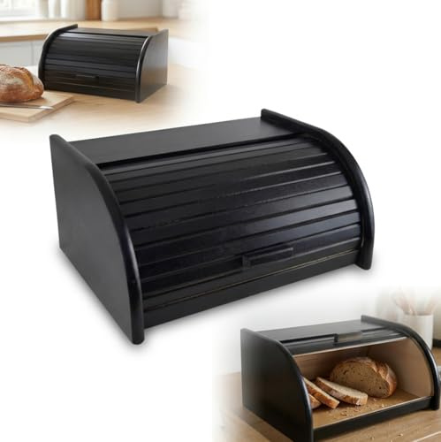 PEEWIT Boîte à pain en bois petite boîte à pain noire centrimètres 31x26x16
