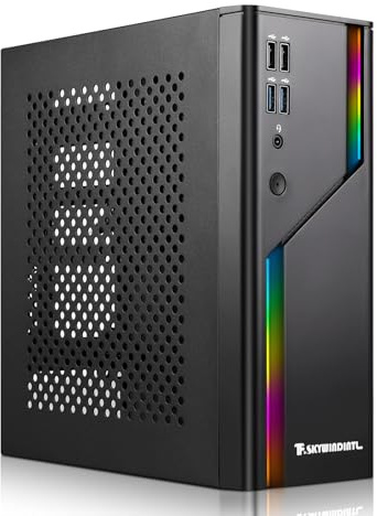 D32R Mini ITX Case ARGB Small Form Factor SFF Mini-Tower HTPC PC Cases Vented Panels 0.8mm SPCC Computer Chassis Suitable for Mini ITX Motherboards of 170 * 170mm Black