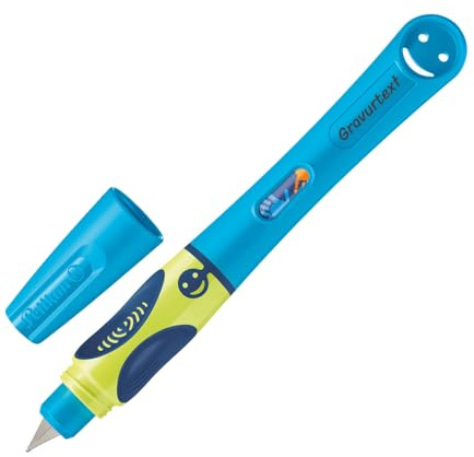 Pelikan griffix® Füllhalter für Rechtshänder, Neon Fresh Blue, mit Laser-Gravur, Ergonomisches Schreiblernsystem