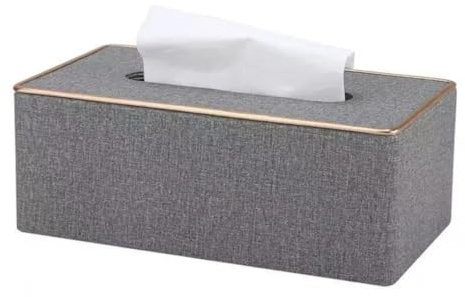 ShineHomes Taschentücher Box (25×14×9.5 cm) Premium taschentuchbox aus Wasserdichtem PU-Leder, kosmetiktücher Box, Magnetverschluss Design Tissue für (Grau)