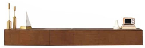 Genérico Mueble de TV Flotante Rectangular de Madera Maciza Color Nogal marrón - Diseño de Pared Que Ahorra Espacio con cajón y Puerta abatible para salón y Oficina (150 x 20 x 24 cm)