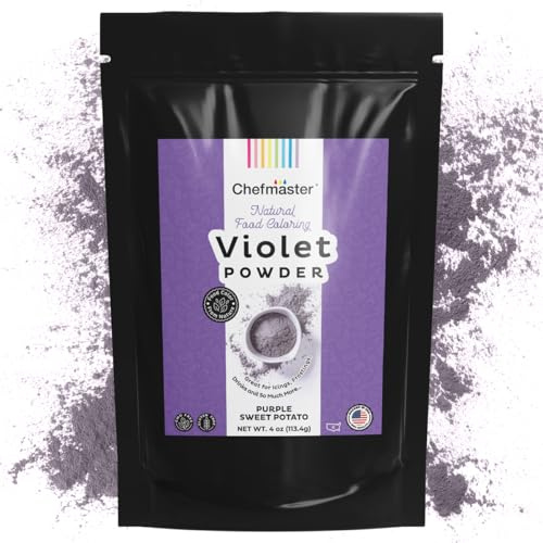 Plant-Based Natural Food Color Powder by Chefmaster, No Artificial Dyes, Purple Sweet Potato Powder for Icing, Fondant, Buttercream & Decorating, Quality Crafted in California USA, Violet, 4 oz
