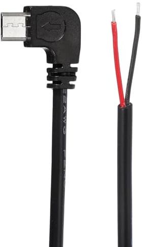 sourcing map 0.3M/1Ft Right Angle Micro USB Male Plug Bare Wire Pigtail Cable, 22AWG 12V 3A USB Plug to 2 Pin Bare Wire Open End Connector Plug for DIY Keyboard Equipment Replace Repair 2 Pcs