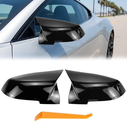 QWORK® 2 PCS Coques de rétroviseurs - Noir brillant - Compatible avec les modèles Série 1, 2, 3 et 4 X1, F20, F22, F23, F30, F31, F32, F33, F36, F87, M2, X1, E84 - Matériau ABS