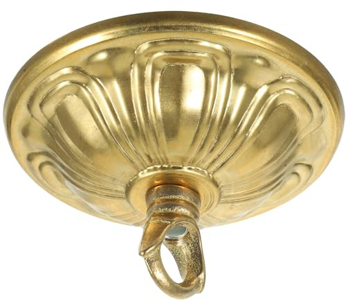 FONDOTIN Kronleuchter Baldachin Decke aus Messing Kupfer Lampenbaldachin Gold mit Haken für Deckenmontage bei Pendelleuchten und Kronleuchtern