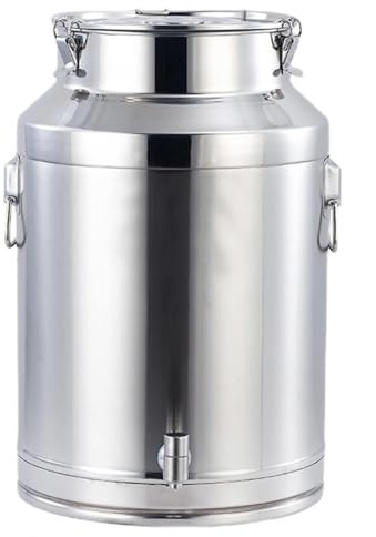 Bidon Alimentaire 20l Avec Robinet Inox,Seau Inox Couvercle for À Vin Baril Seau Eau Huile Réservoir Thé Avec Couvercle Scellé,Capacity-64Liters