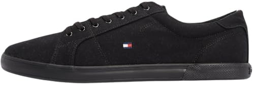 Tommy Hilfiger Zapatillas para Hombre Sneaker con Suela Vulcanizada, Negro (Black), 43